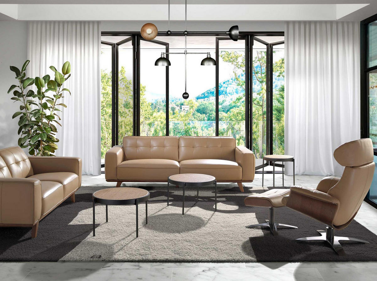 ECKTISCH Runder aus Rattan, schwarzem Holz und schwarzem Stahl Ø52/52 cm - Schwarz/Naturfarben, Naturmaterialien/Holzwerkstoff (52/52/52cm) - ANGEL CERDA