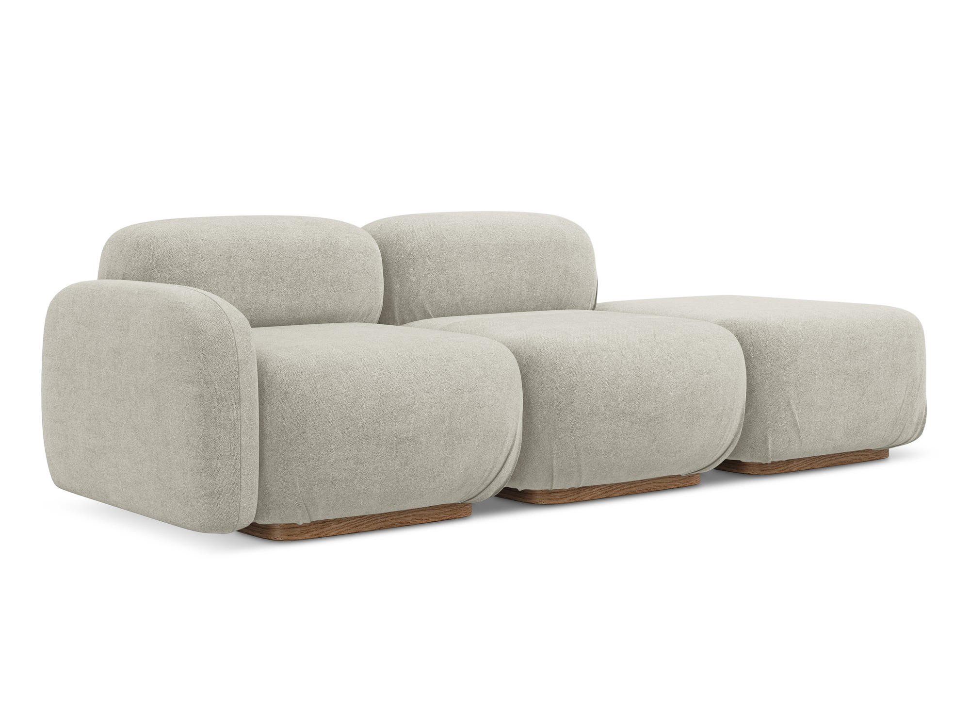 3-SITZER SOFA Rechts Bouclé Stoff Beige - Beige/Creme, Holz/Textil (258/73/95cm) - Makamii