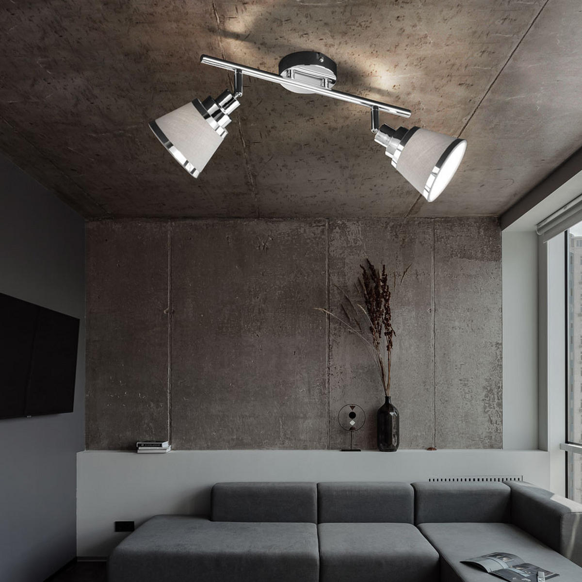 LED DECKENLEUCHTE ZOON Textil Grau - Grau, Metall (36.5/11.3/21.5cm) - Wofi