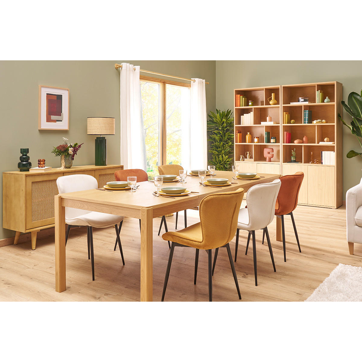 ESSTISCH Ausziehbar Eichenfurnier L125-238 cm AGALI - Eiche Bianco, Holz (238/91/75cm) - Miliboo