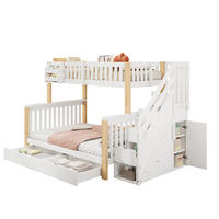 ETAGENBETT 90/200 & 140/200 cm aus Massivholz mit Treppenschrank und Stauraum - Weiß, Holzwerkstoff (90/200cm) - BEAOK