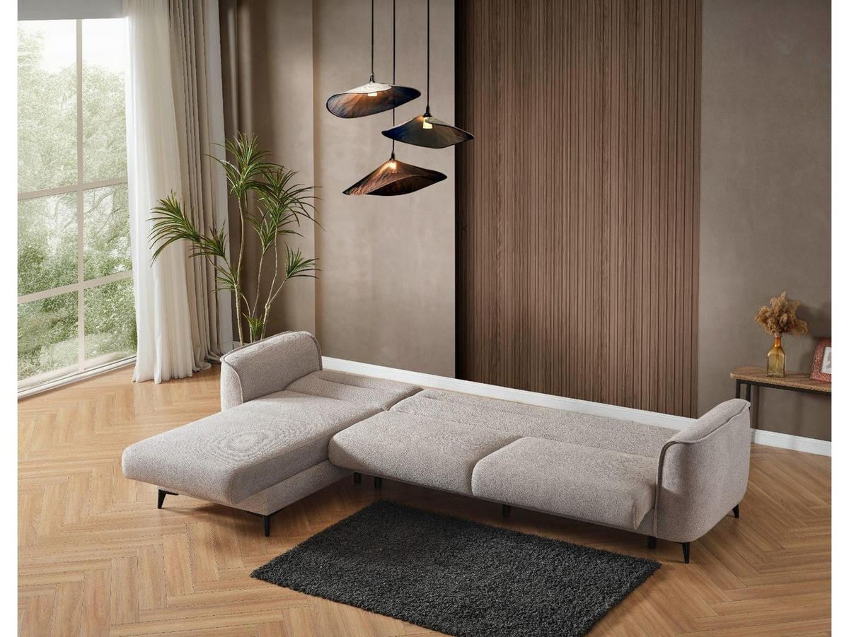 ECKSCHLAFSOFA Acapulco Short Relax - Langer Schenkel Rechts - Greige, Holzwerkstoff/Kunststoff (180/250cm)