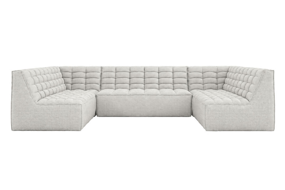 ROHOVÁ SEDAČKA U XL modulární ve tvaru U, plyšová tkanina Pop, Ice, LAZY U XL - bílá, dřevo (346/76/253cm) - Kaiser Möbel