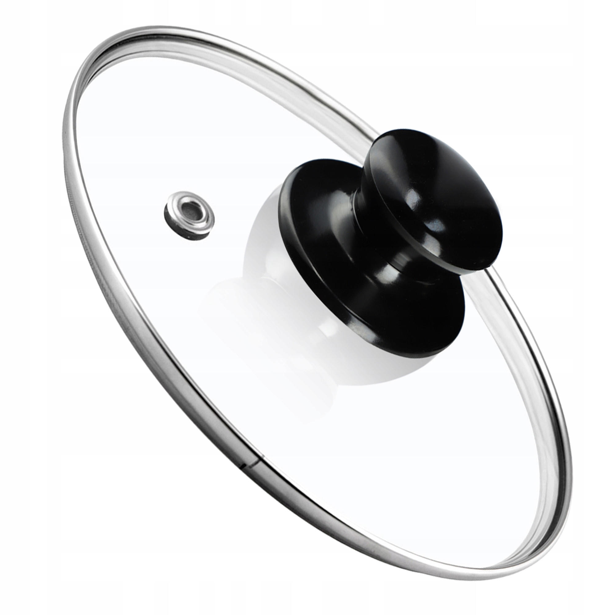 DECKEL mit schwarzem Griff, 14 cm, 1 Stück - Transparent, Glas/Kunststoff (14cm) - KADAX