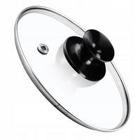 DECKEL mit schwarzem Griff, 14 cm, 1 Stück - Transparent, Glas/Kunststoff (14cm) - KADAX