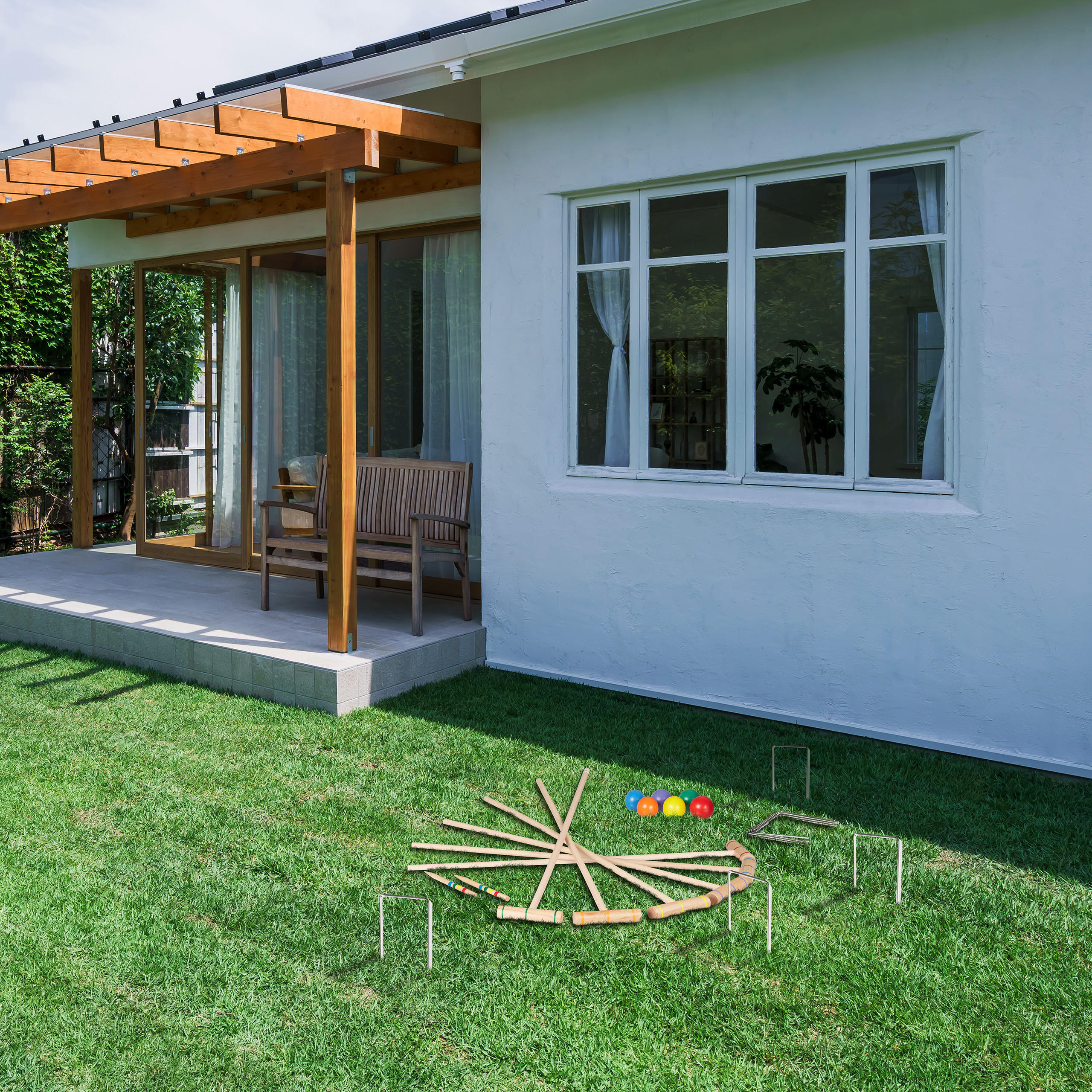 KROCKET-SPIEL - Multicolor, Holz/Textil (23/15cm) - Relaxdays