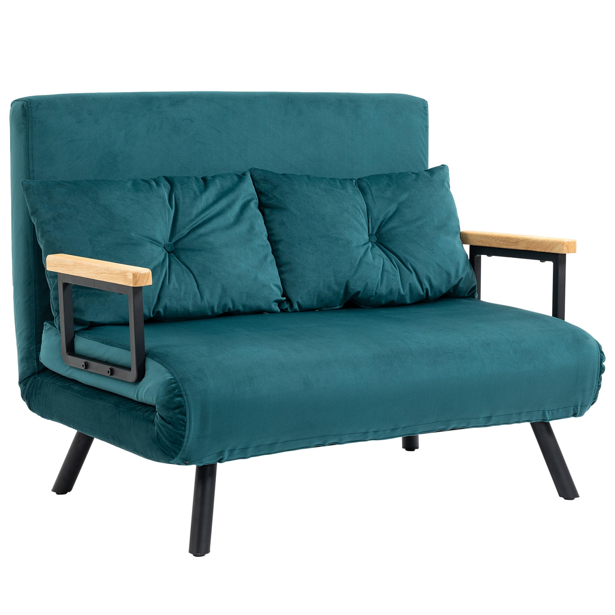 SCHLAFSOFA 2er-Sitz DE-14596 5-fach verstellbare Rückenlehne, Samtbezug Dunkelgrün - Grün, Metall (102/81/73cm) - ComfortXL