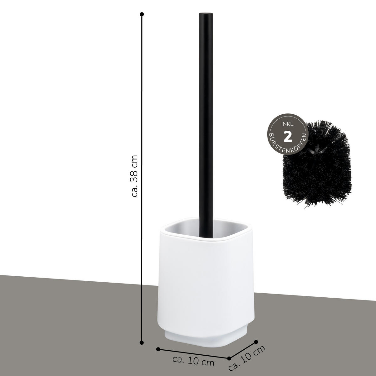 WC-GARNITUR VALONA, Soft-Touch, schwarz - Weiß, Kunststoff (10/38/10cm) - eluno