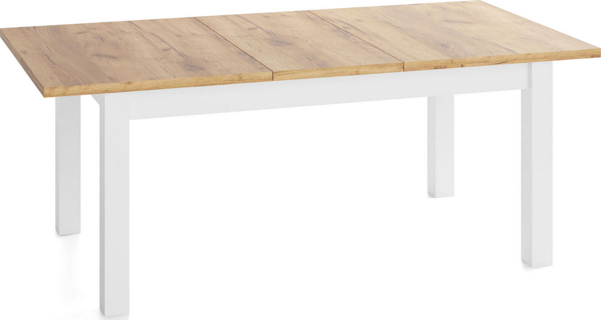 ESSTISCH Lindberg Weiß ausziehbar verlängerbar rechteckig, Eiche Braun 120-160/70/77 cm - Eiche Wotan/Weiß, Holz/Holzwerkstoff (120/70/77cm) - WFL GROUP