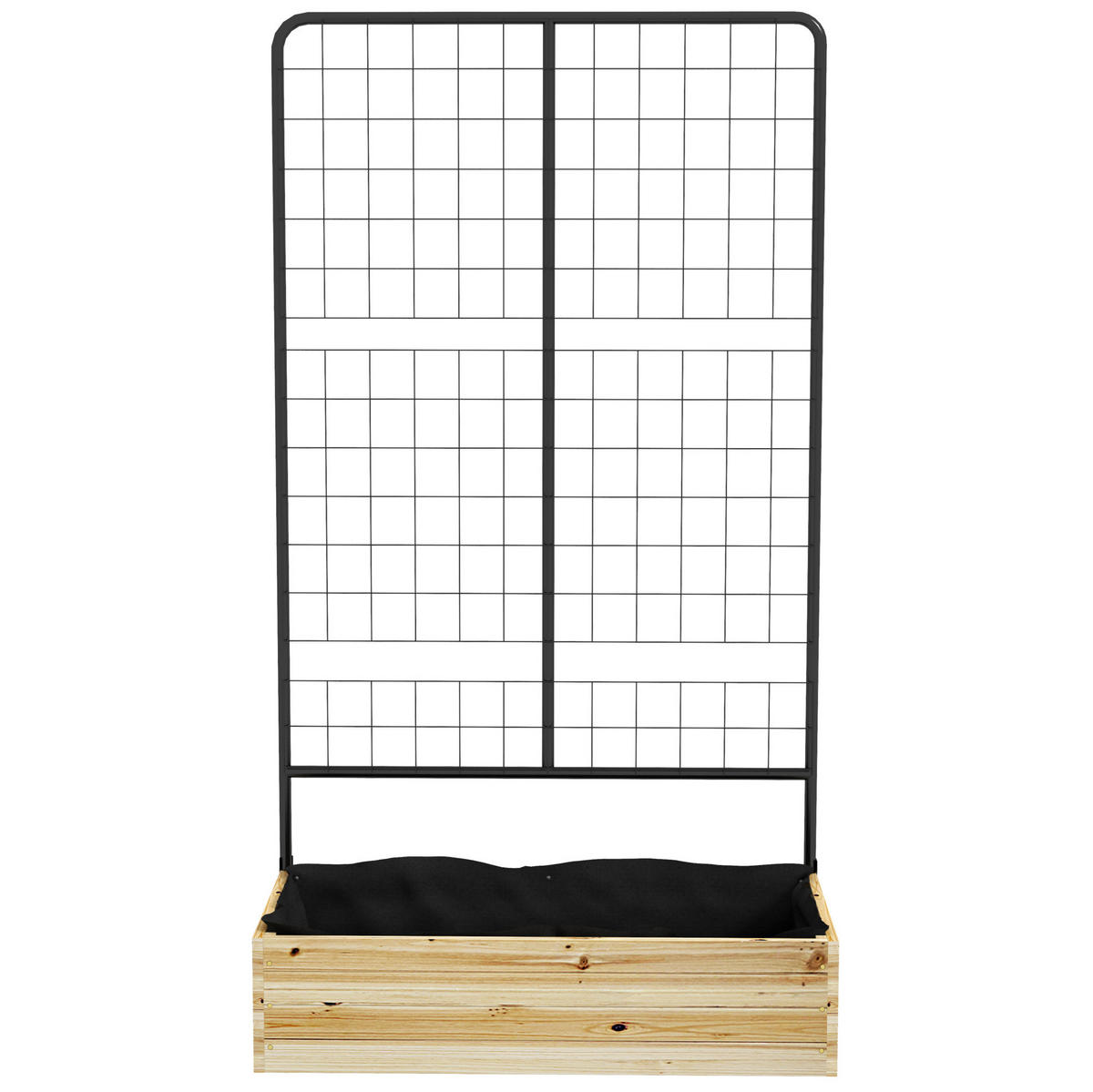 BLUMENKASTEN aus Tannenholz & Metall 80x38x145 cm Naturholz mit Rankgitter - Naturfarben, Metall (38/145/80cm) - Modfu