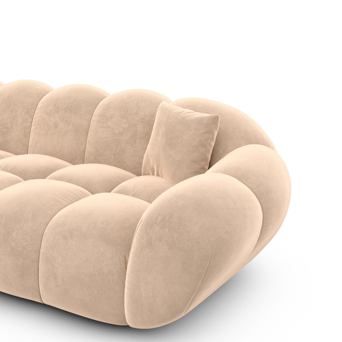 ECKSOFA Liva Beige Samtstoff L-Form Links - Beige, Textil (265/160cm) - VAROYAL