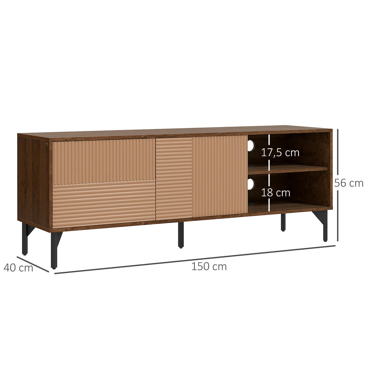TV-MÖBEL Braun 1 Stück - Braun, Holzwerkstoff (150/56/40cm) - GiPP