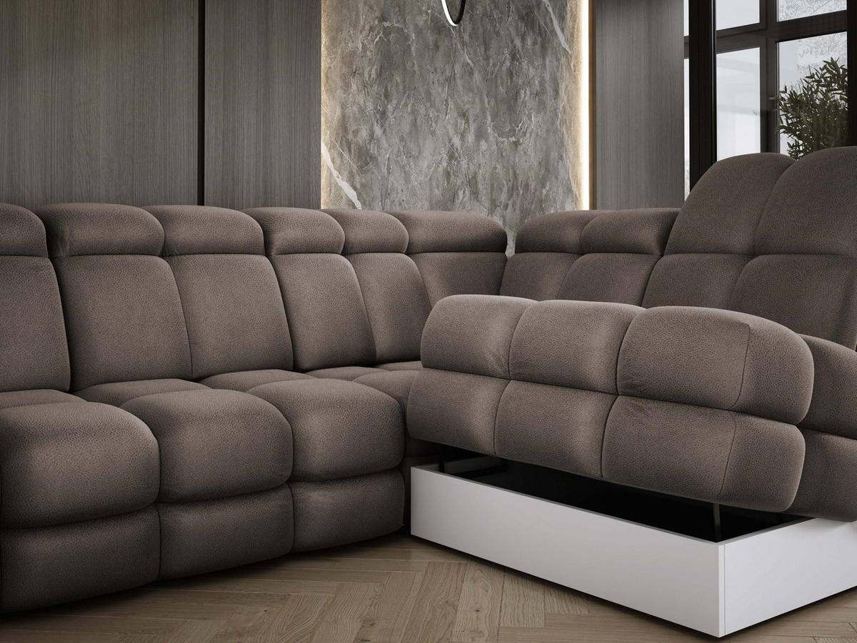 ECKSOFA TOLLO Solar-stoff U-form 400x217x105 cm schokolade - Bronzefarben, Holz/Textil (217/400cm) - DomoHome