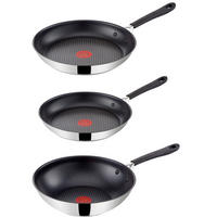 PFANNENSET Edelstahl E43510 Jamie Oliver 3-Teilig – Bratpfannen Ø20/26/28 cm für alle Herdarten, Antihaftbeschichtung und Induktion,Bratpfanne - Silberfarben, Metall - Tefal