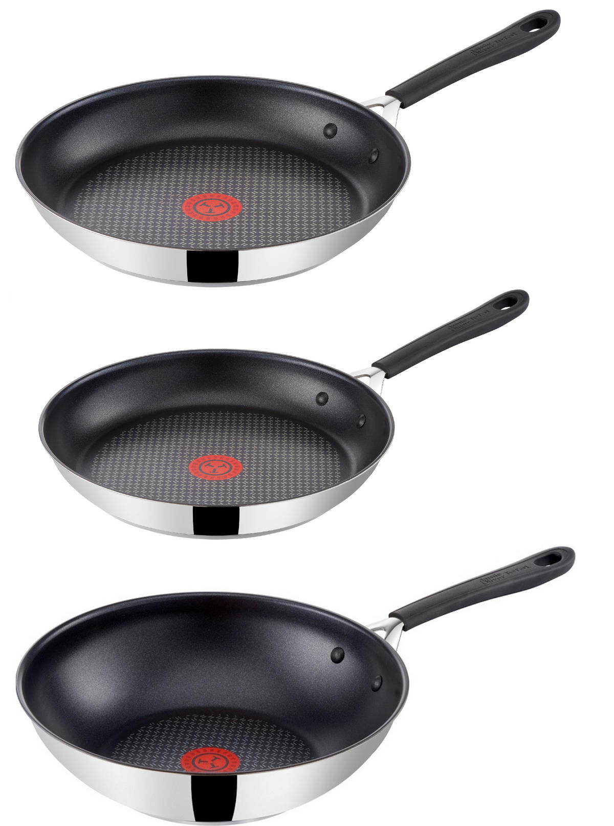 PFANNENSET Edelstahl E43510 Jamie Oliver 3-Teilig – Bratpfannen Ø20/26/28 cm für alle Herdarten, Antihaftbeschichtung und Induktion,Bratpfanne - Silberfarben, Metall - Tefal