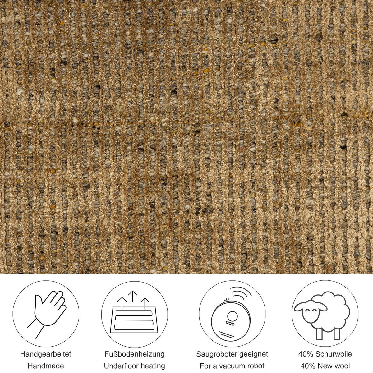 HANDWEBTEPPICH Venus 240x340 cm - Goldfarben, Textil (240/340cm) - THEKO