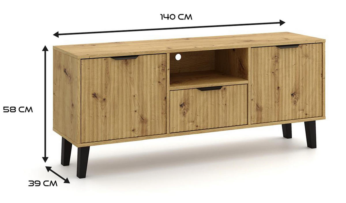 TV SKRINKA - dub artisan, kompozitné drevo (140/58/39cm) - RAUMHIRSCH FURNITURE