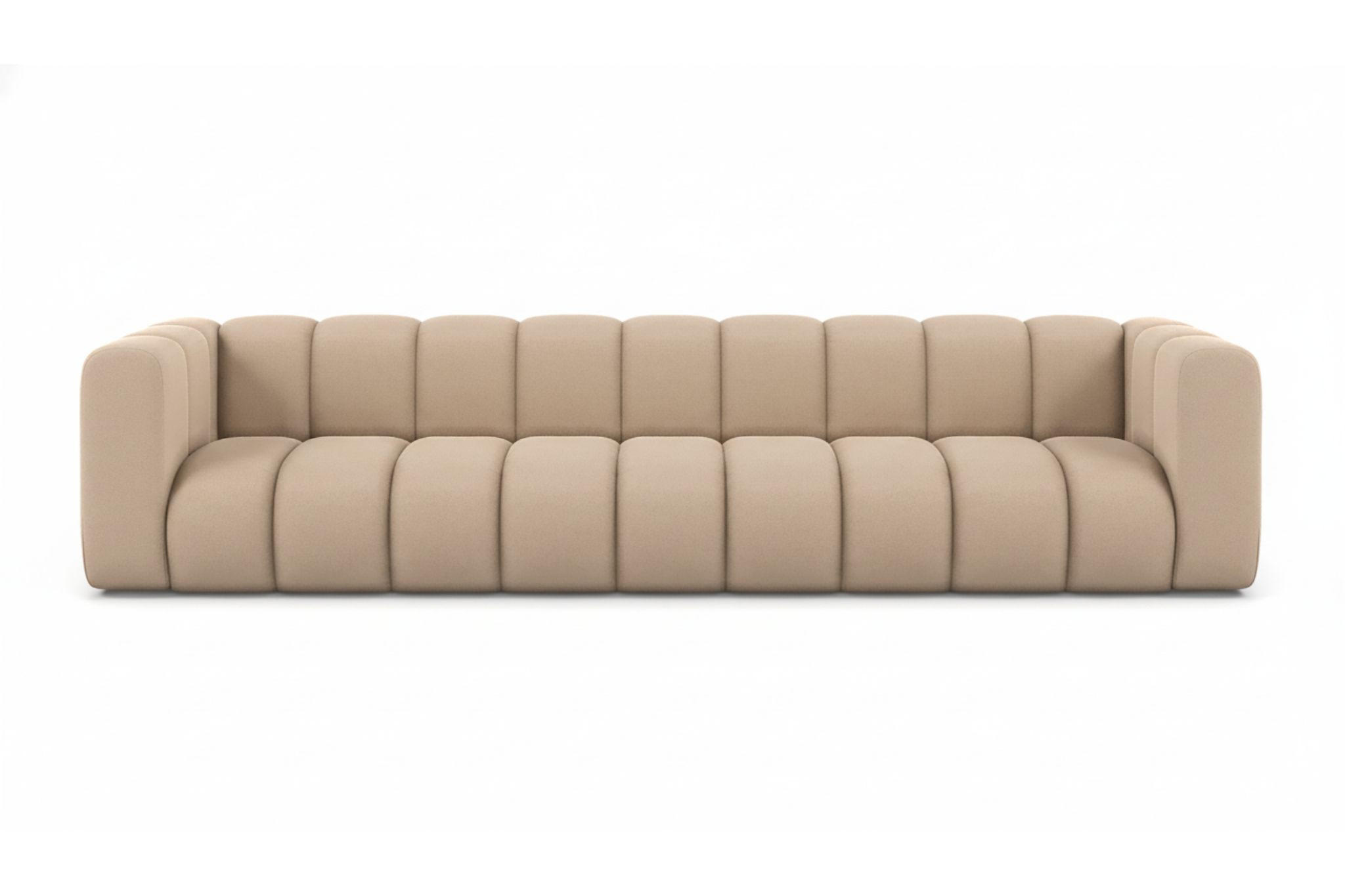 COUCH, Fünfsitzer-Sofa Grand, Veloursstoff Salvador, Beige - Beige, Holz (314/70/87cm) - Kaiser Möbel