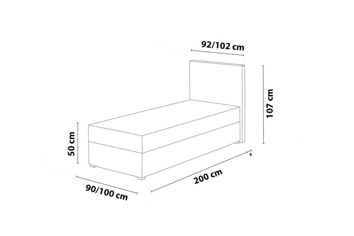 BOXBETT mit Bettkasten Kiberg Mini Basic 100x200 cm, Graphite - Graphitfarben, Textil (100/200cm) - Meblito