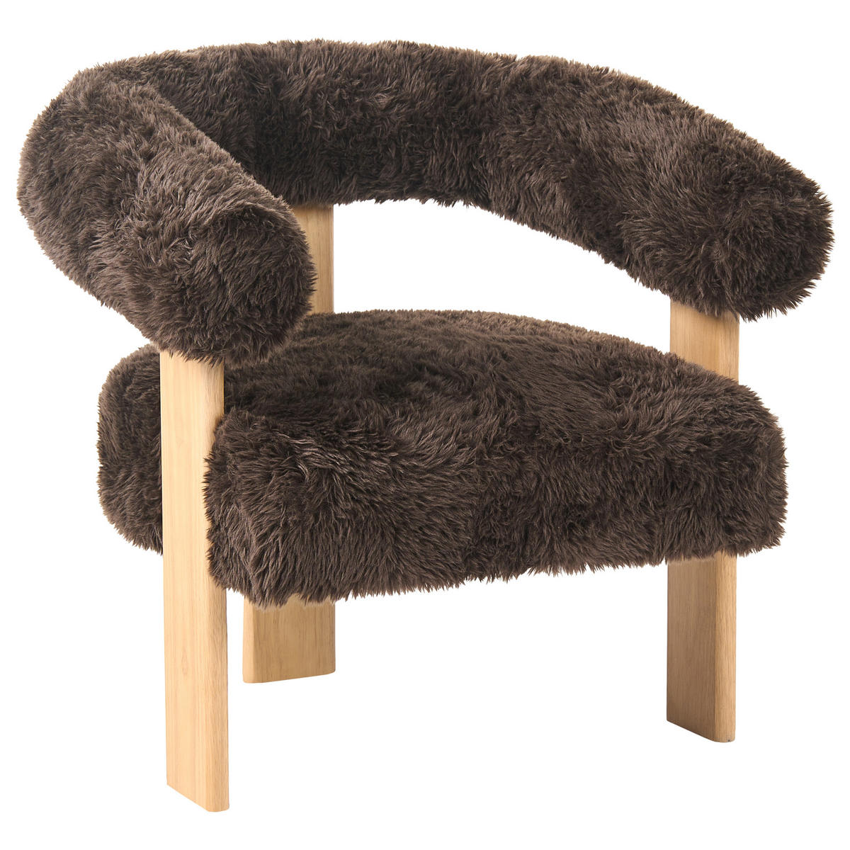 SESSEL Webpelz Dunkelbraun/Hellbraun Ilbro - Dunkelbraun, Textil (77/76/68cm) - Beliani