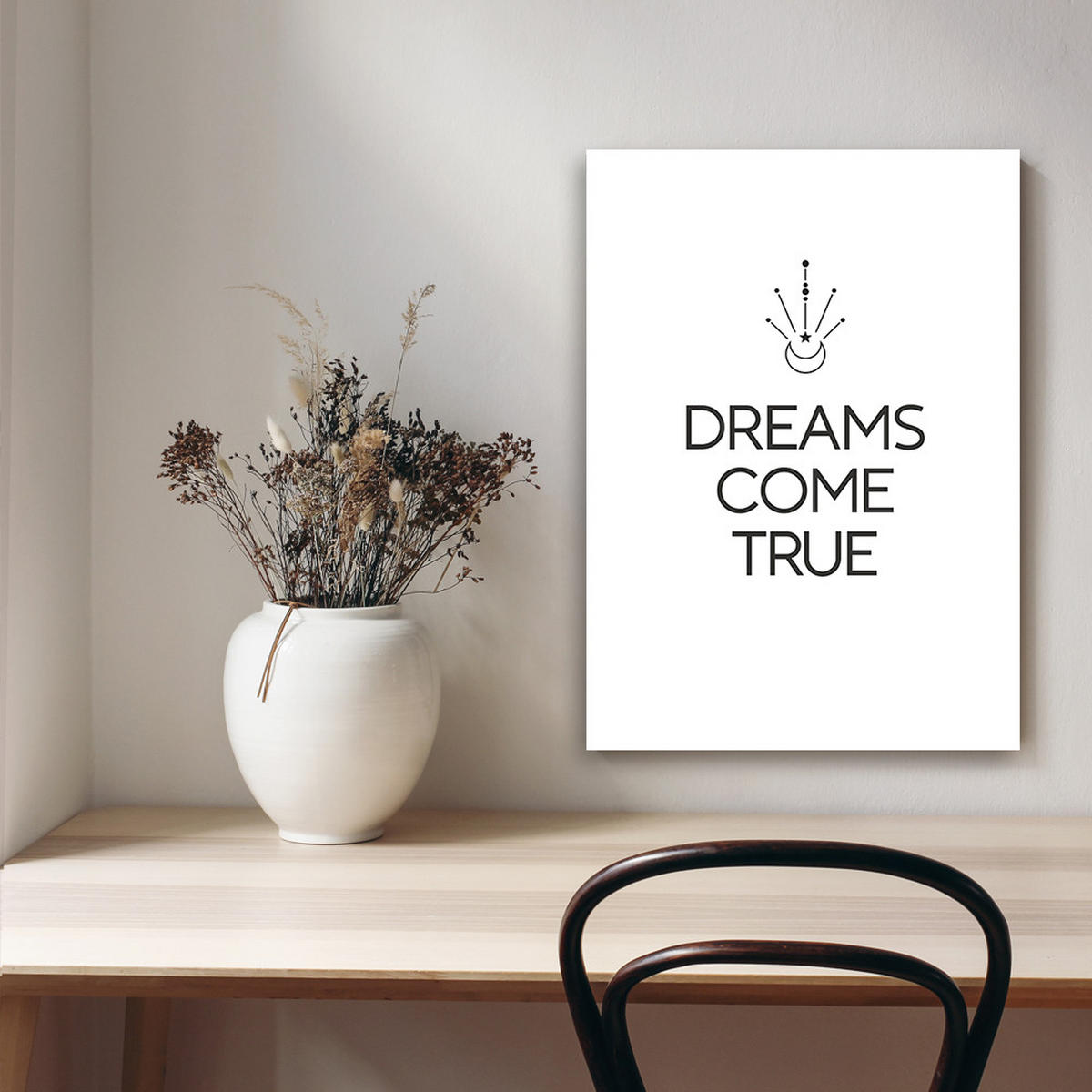 WANDBILD inschrift träume werden wahr - Schwarz, Textil (40/60cm) - Feeby