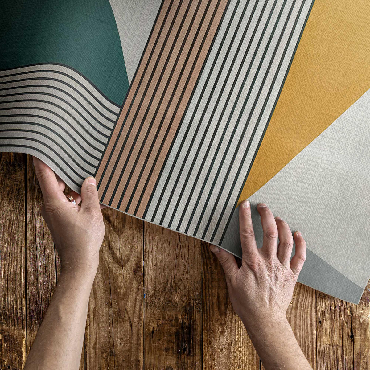 TEPPICH 60x90 cm Bauhaus geometrisch - Taupe, Kunststoff (60/90cm) - Wallfluent