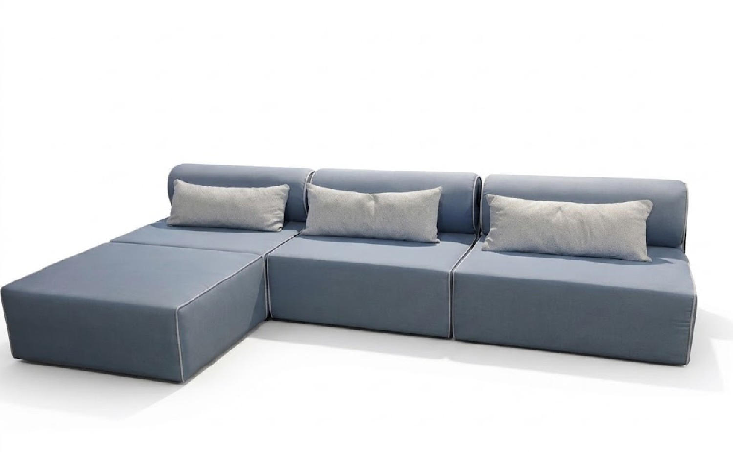 GARTENSOFA BALI M - Wetterfeste Balkonmöbel & Lounge Sofa Außen - Moderne Outdoor Couch für Garten - Balkon & Terrasse - Blau - Blau, Kunststoff (336/78/100cm) - Trada