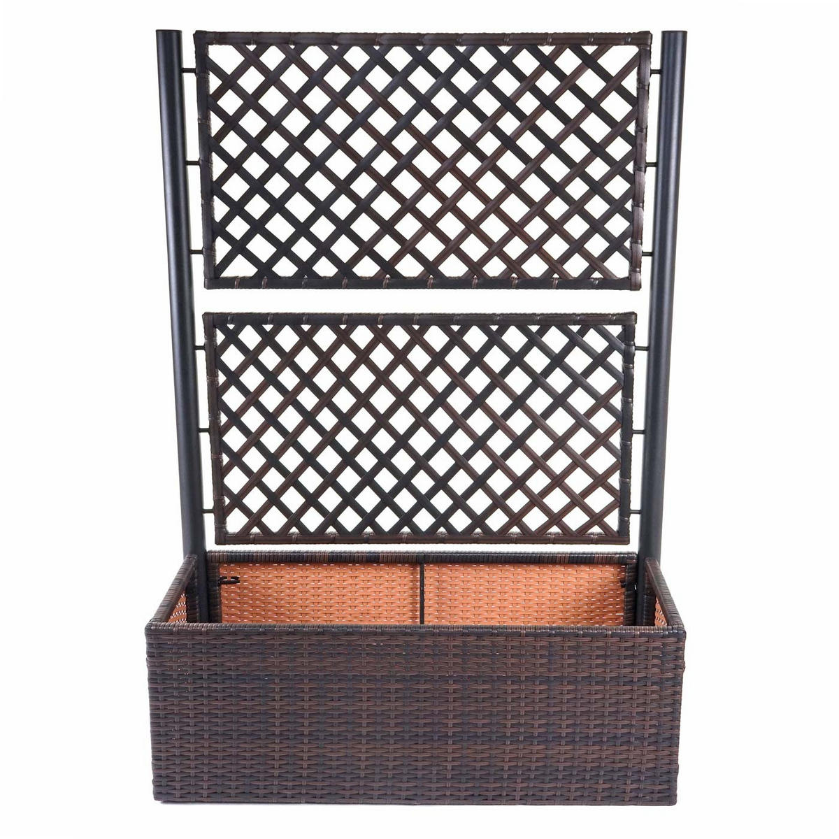 POLY-RATTAN RANKGITTER Braun, Anthrazit - Anthrazit/Braun, Kunststoff (100/142/43cm) - MCW
