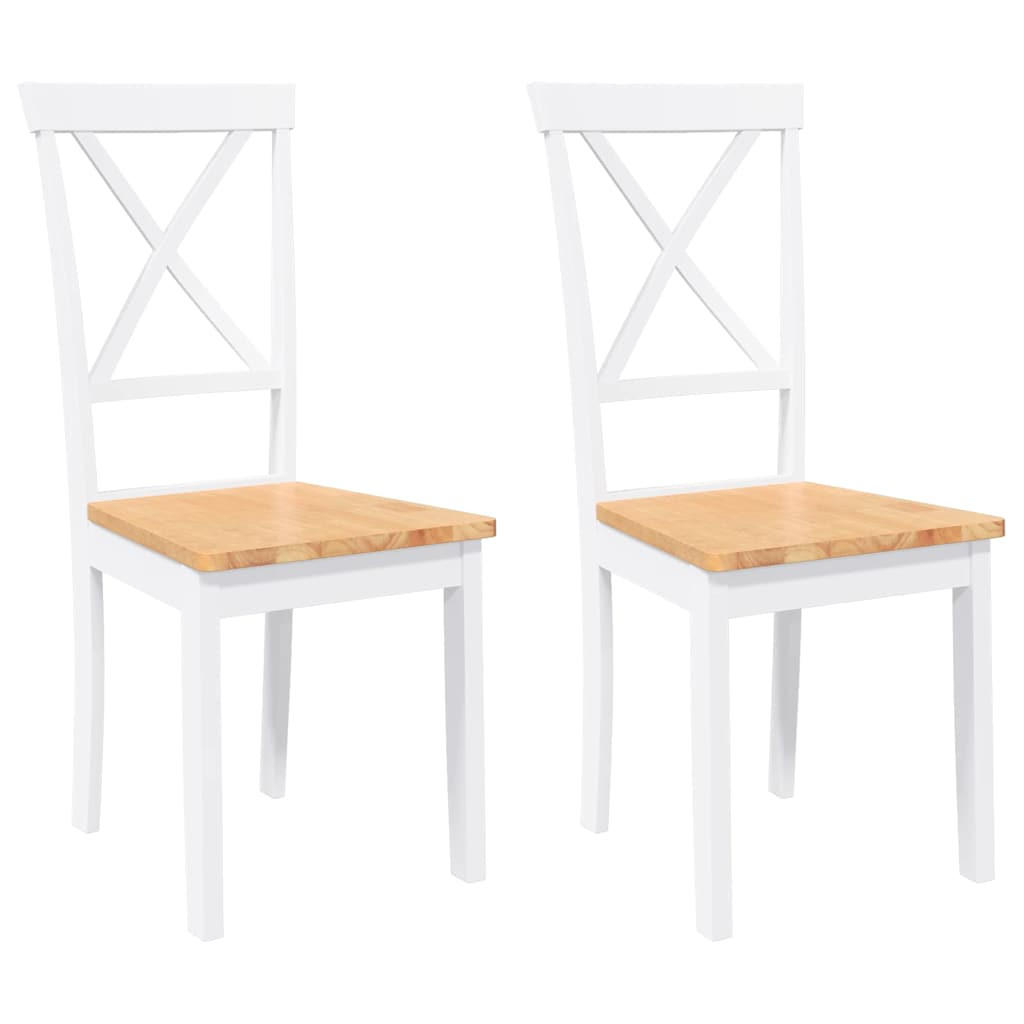 ESSZIMMERSTÜHLE 2 Stk. Weiß Massivholz Gummibaum 42.5*53.5*94cm - Weiß/Braun, Holz (42.5/94/53.5cm) - ZMH