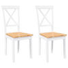 ESSZIMMERSTÜHLE 2 Stk. Weiß Massivholz Gummibaum 42.5*53.5*94cm - Weiß/Braun, Holz (42.5/94/53.5cm) - ZMH