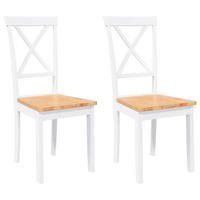 ESSZIMMERSTÜHLE 2 Stk. Weiß Massivholz Gummibaum 42.5*53.5*94cm - Weiß/Braun, Holz (42.5/94/53.5cm) - ZMH