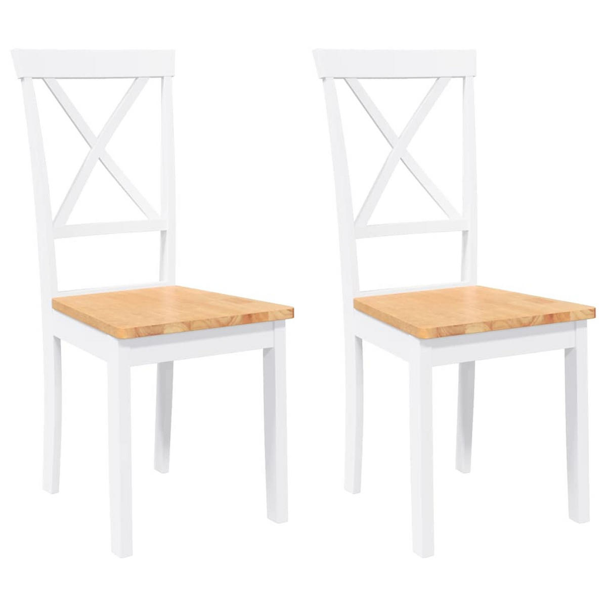 ESSZIMMERSTÜHLE 2 Stk. Weiß Massivholz Gummibaum 42.5*53.5*94cm - Weiß/Braun, Holz (42.5/94/53.5cm) - ZMH