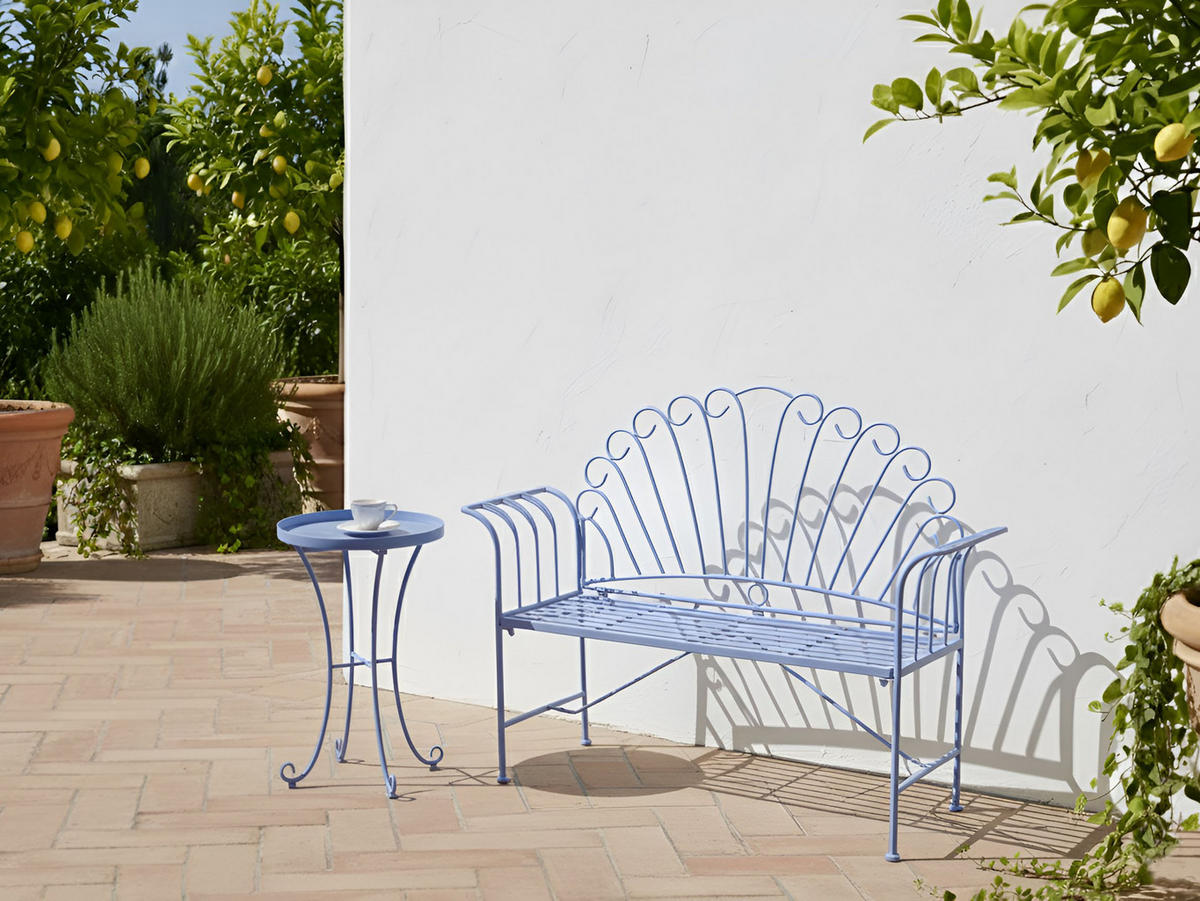 GARTENBANK Hellblau Cavinia - Blau, Metall (125/97/46cm) - Beliani