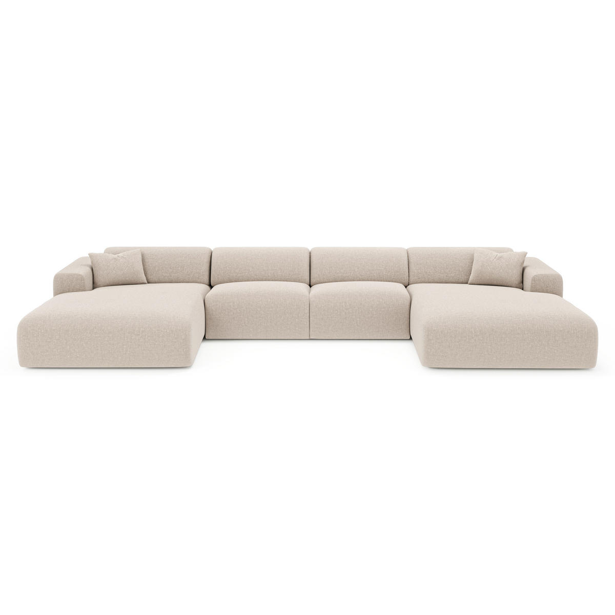 WOHNLANDSCHAFT Rastergewebe Beige 356cm - Beige, Textil (356/73/166cm) - Sia Home