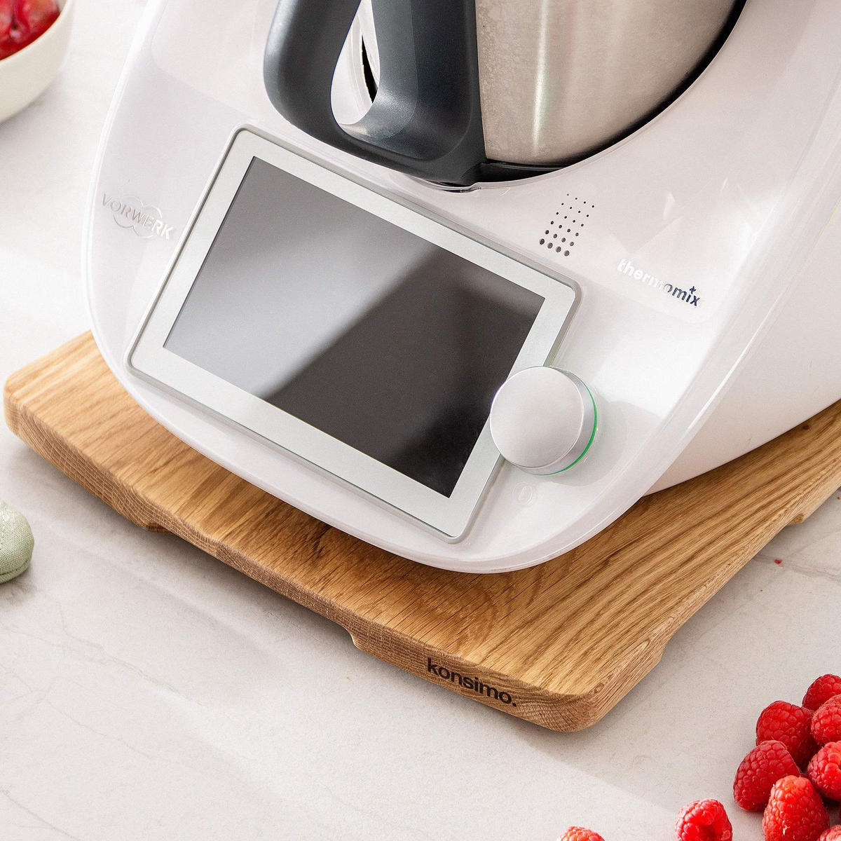 TOPFUNTERSETZER Gleitbrett COQUERE für Thermomix TM5 und TM7 - Eichefarben, Holz (32/35cm) - KONSIMO®