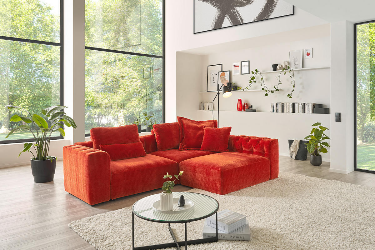 SOFA SITZELEMENT SEPHI Rot Cord - Rot/Schwarz, Kunststoff/Textil (82/62/27cm) - KAWOLA