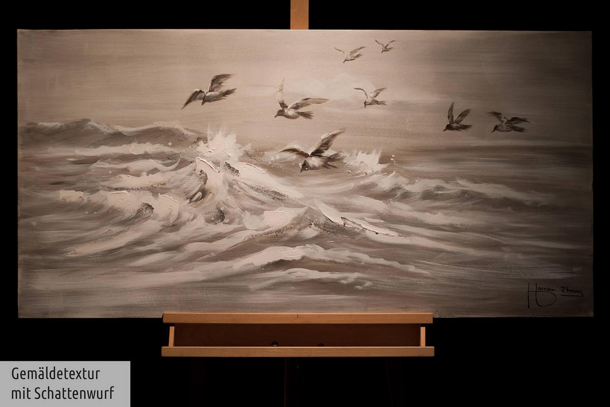 ACRYLBILD HANDGEMALT 120/60 cm - Grau, Holz/Textil (1.54/60cm) - KUNSTLOFT