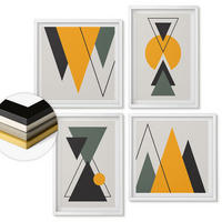 WANDBILDER 4er-Set - 50x50 cm & 40x60 cm Weißer Rahmen - Abstrakte geometrische Formen - Weiß, Kunststoff (50/50cm) - ArtPrintCave