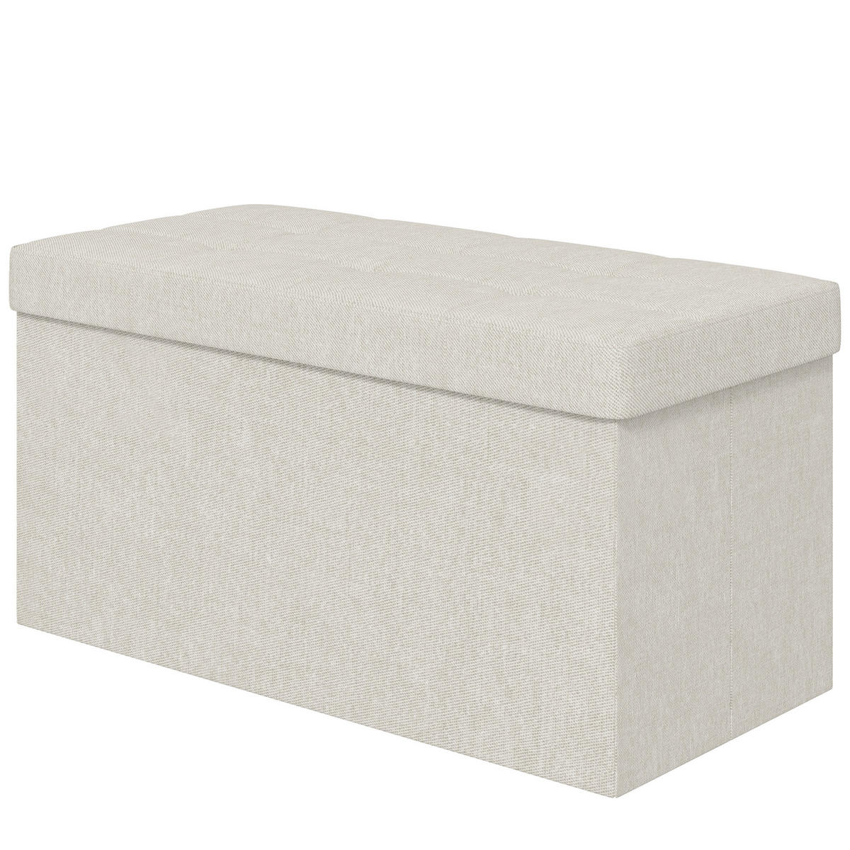 TRUHENBANK DE-16387 klappbar mit Stauraum und Knopfheftung Creme - Creme, Textil (76/38/38cm) - ComfortXL