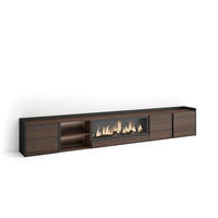 LOWBOARD, Eiche und Schwarz, 315/35/50cm, Kamin mit Feuereffekt XXL - Dunkelbraun, Holzwerkstoff (315/50/35cm) - Skraut Home