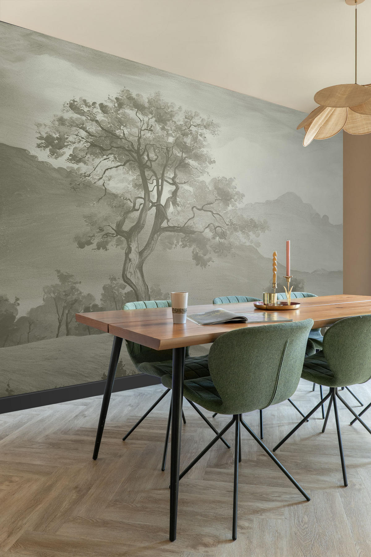FOTOTAPETE italienische Landschaft 4 x 2.79 m - Grün, Papier (400/279cm) - ESTAhome