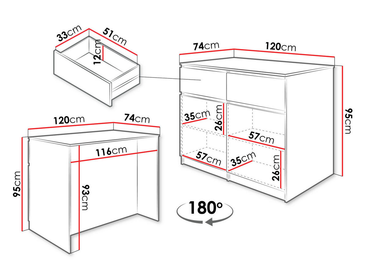 KÜCHENINSEL Ceronis - Weiß, Holzwerkstoff (120/95/74cm) - MIRJAN24