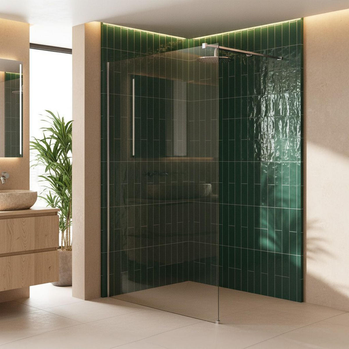DUSCHWAND Rea Flexi Transparent / Chrome 70 - Chromfarben, Glas (120/70/195cm) - REA
