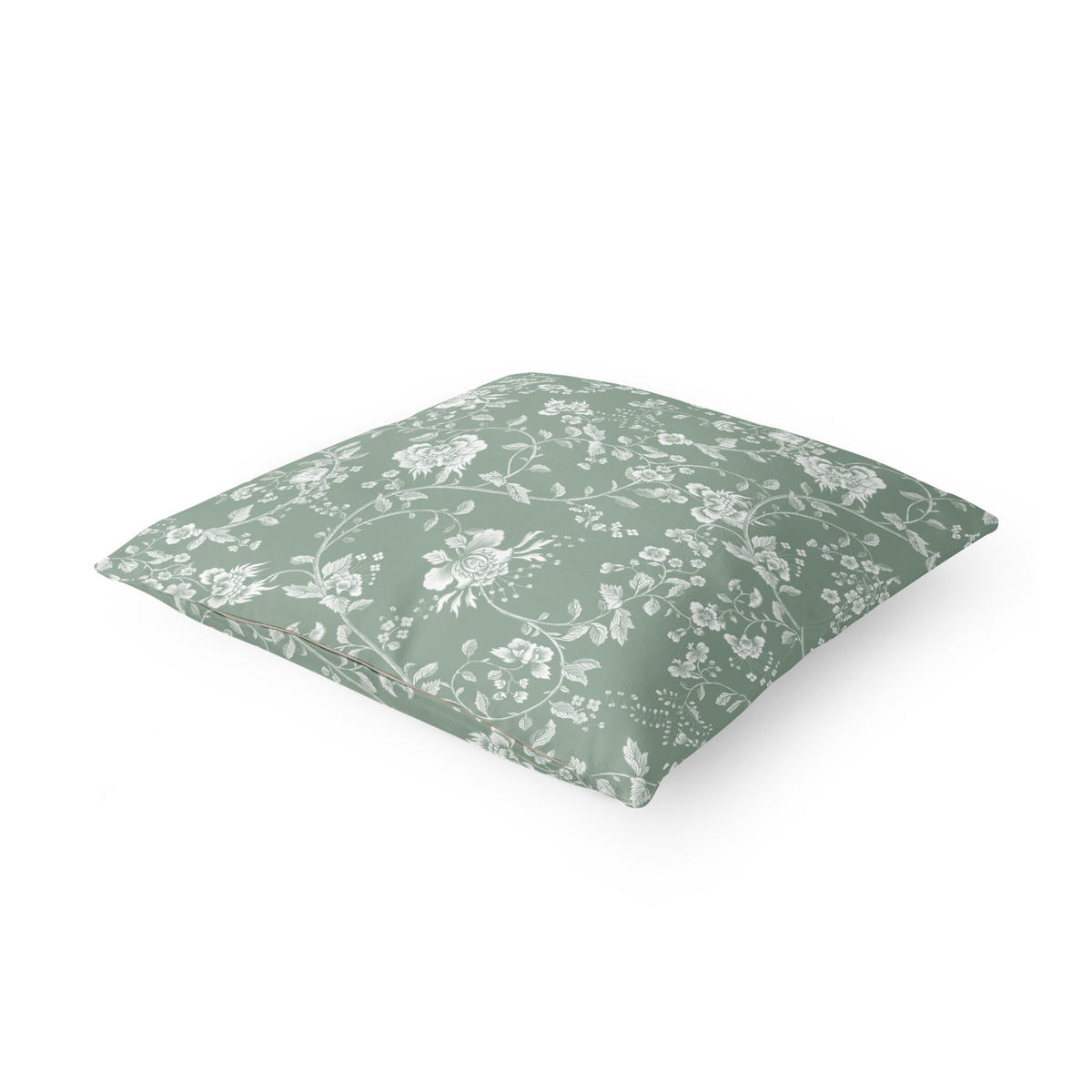 DEKOKISSEN Blumenranken auf Grün 50/50 cm - Grün, Textil (50/50/10cm) - Bilderwelten