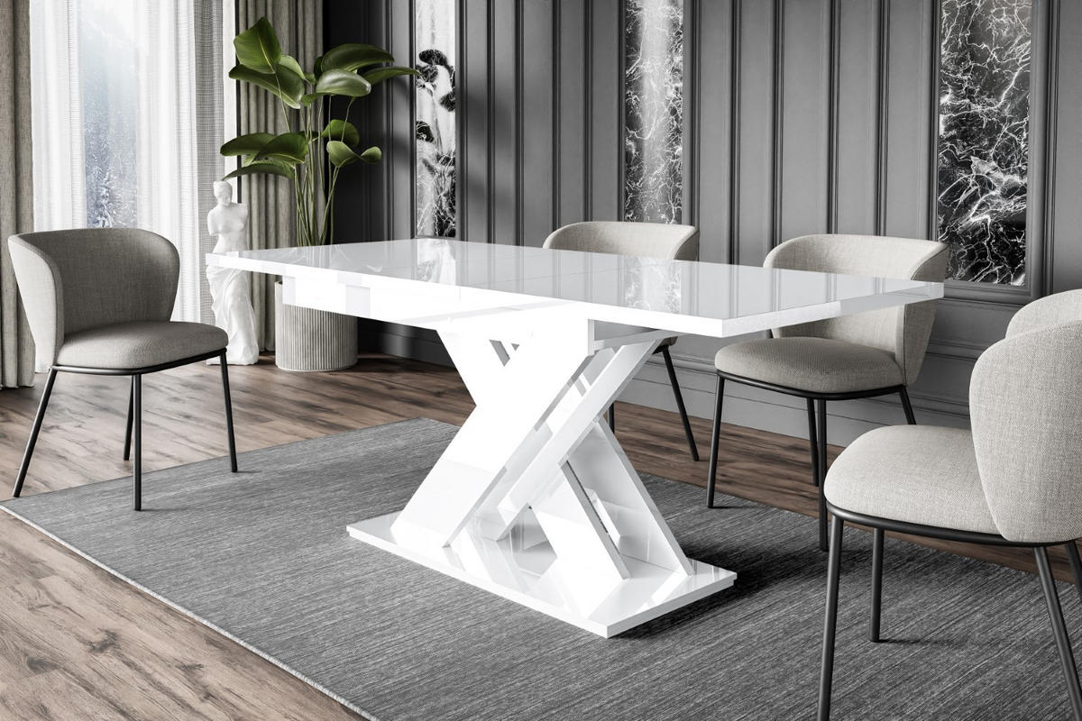 ESSTISCH ausziehbar 140 -180x80x75 cm - Weiß Hochglanz - RONX - Weiß Hochglanz, Holzwerkstoff (140/80/75cm) - ALTDECOR