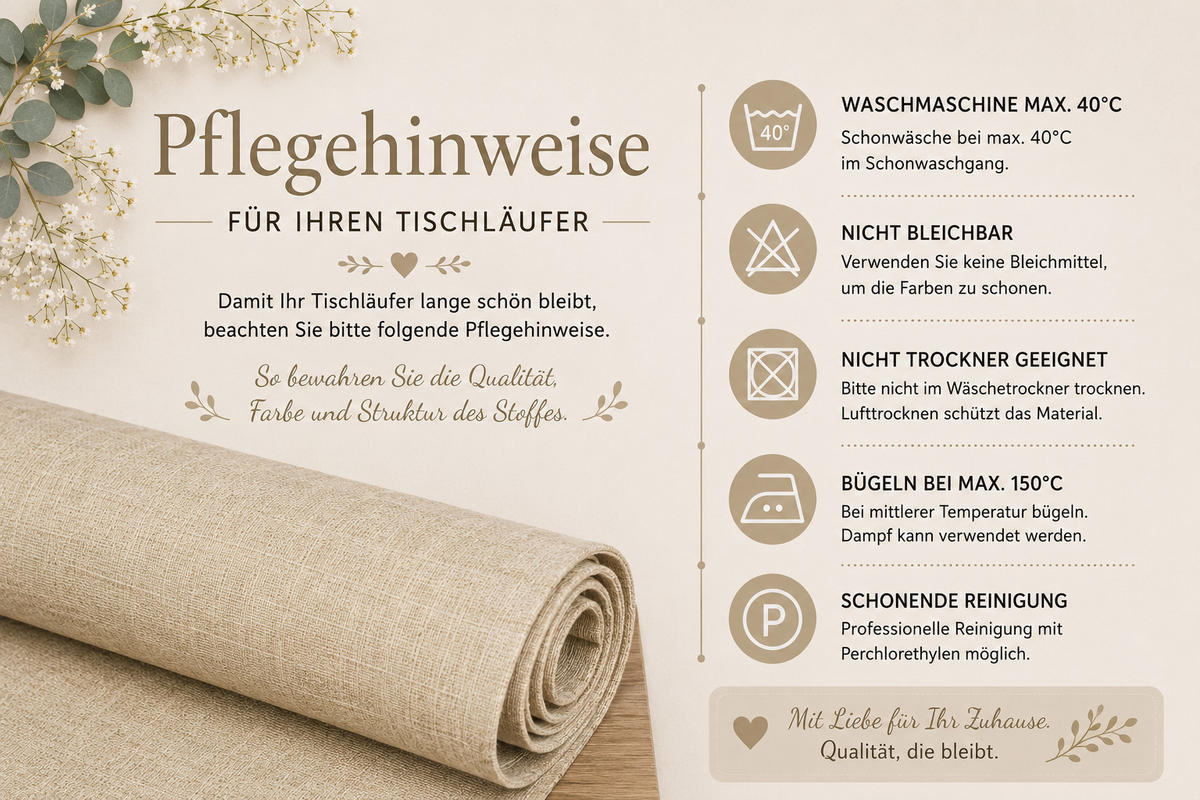 TISCHLÄUFER 40/100 cm Ecru Leinenoptik - Ecru, Textil (40/100cm) - TiborTex