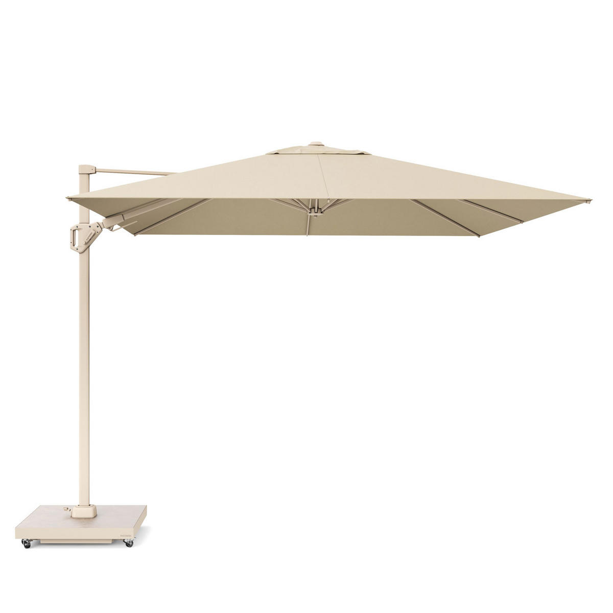 AMPELSCHIRM quadratisch 3 x 3 m Challenger T² Premium 360° kippbar natur/sand - Creme, Metall (300/300cm) - Platinum