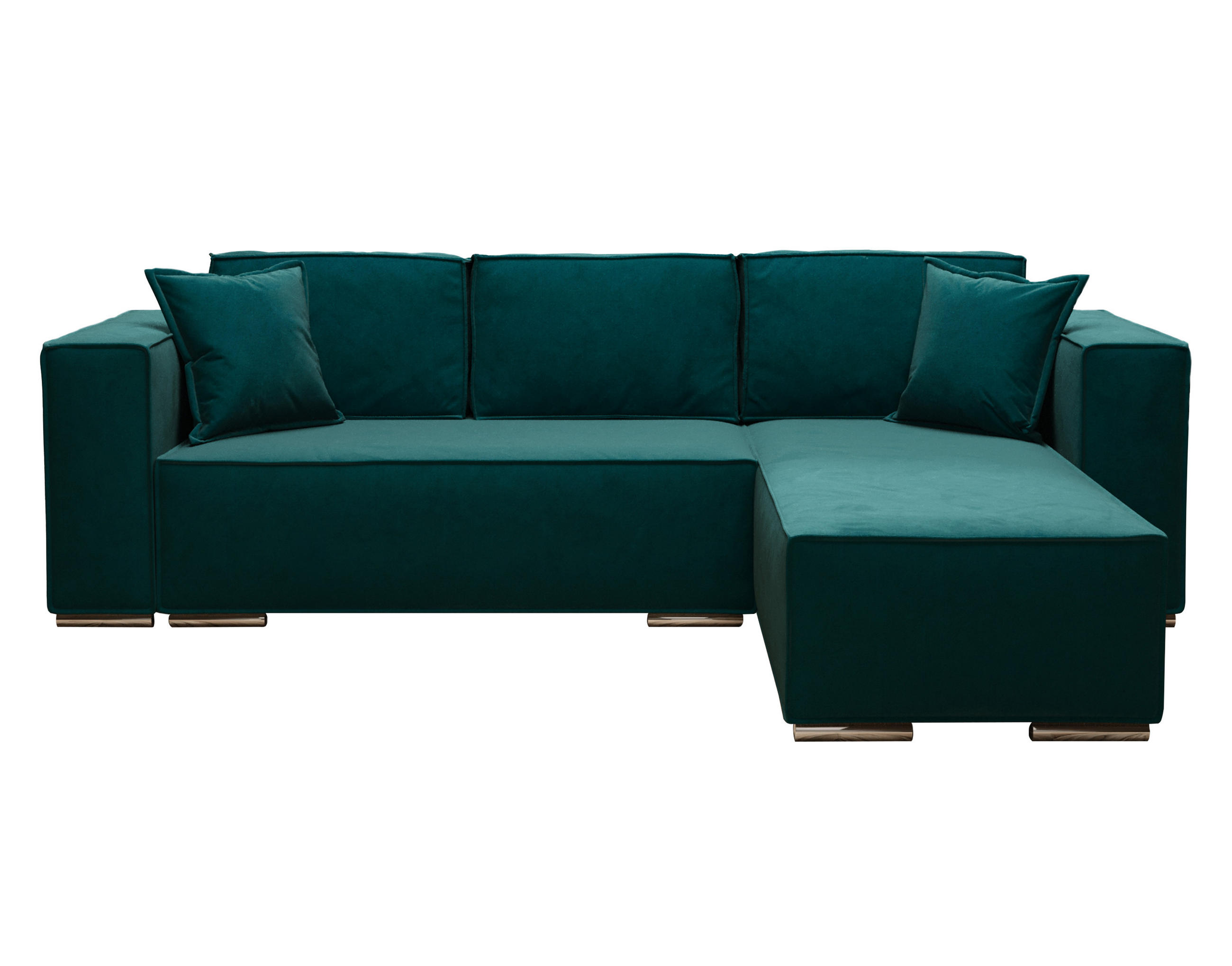 ECKSOFA L Form Vinoria Türkis 255/180/82 cm Rechts mit Schlaffunktion - Türkis/Chromfarben, Textil/Metall (255/180cm) - AX Living