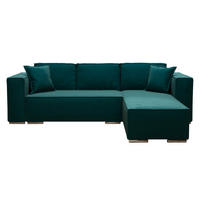 ECKSOFA L Form Vinoria Türkis 255/180/82 cm Rechts mit Schlaffunktion - Türkis/Chromfarben, Textil/Metall (255/180cm) - AX Living