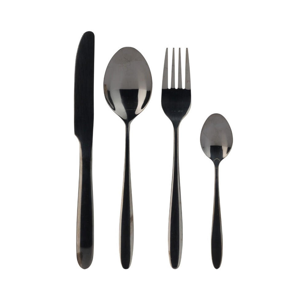BESTECK-SET Base 24-tlg Goldfarben 37/5/25 cm Edelstahl - Schwarz, Metall - Mondex